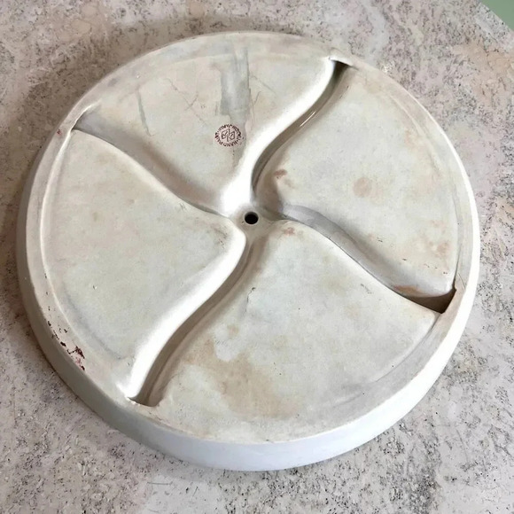 Vintage White Floral Round Four Section Divided Dish Plate Hand Painted Japan - Picture 5 of 10